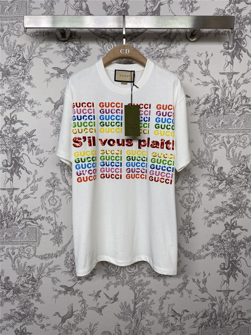 Gvc*1 sequin letter t-shirt replica clothes