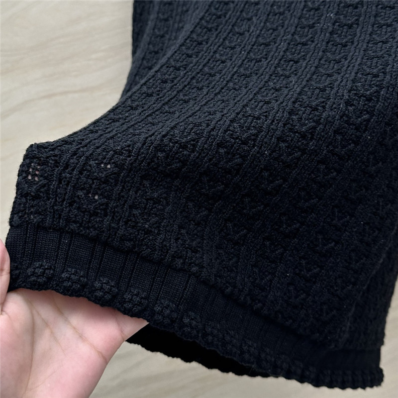 Ch**el hollow embossed braided short-sleeved top replica clothes
