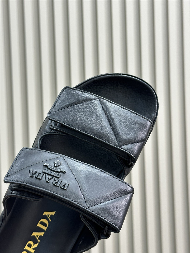 Pra*a double strap lambskin slippers replica designer shoes