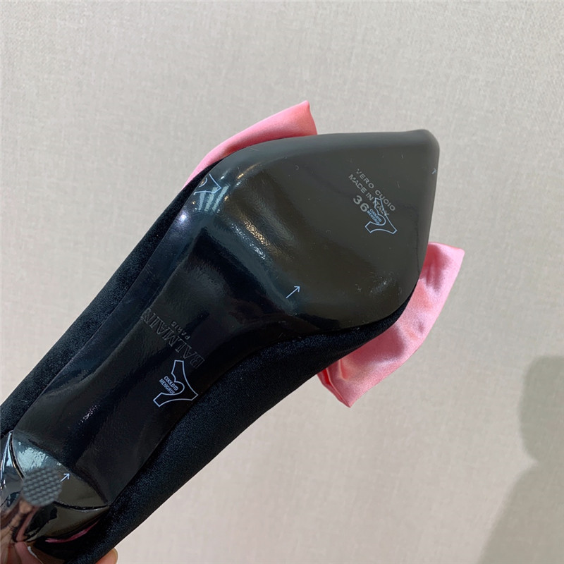 balmain bow velvet high-heeled shoes Marg*e1a replica shoes