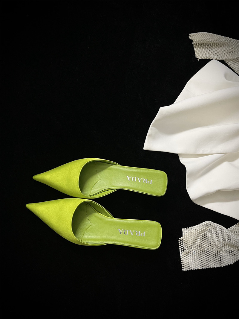 Pra*a pointed toe kitten heel slippers replica shoes