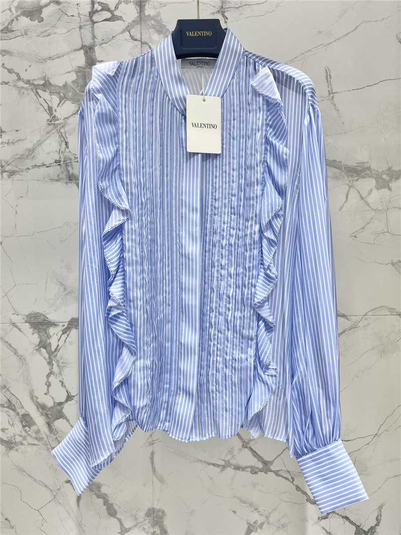 Va1e*ntin0 silk vertical striped silk shirt replicas clothes