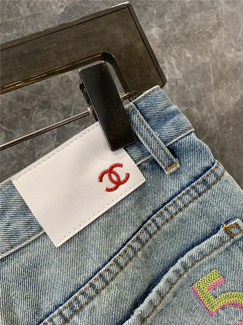 Ch**el ripped denim shorts replica designer clothes