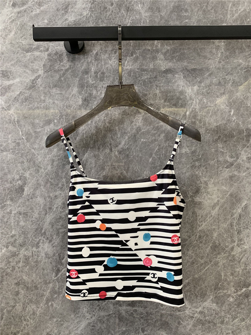 Ch**el printed vest + shorts swimsuit set replicas clothes