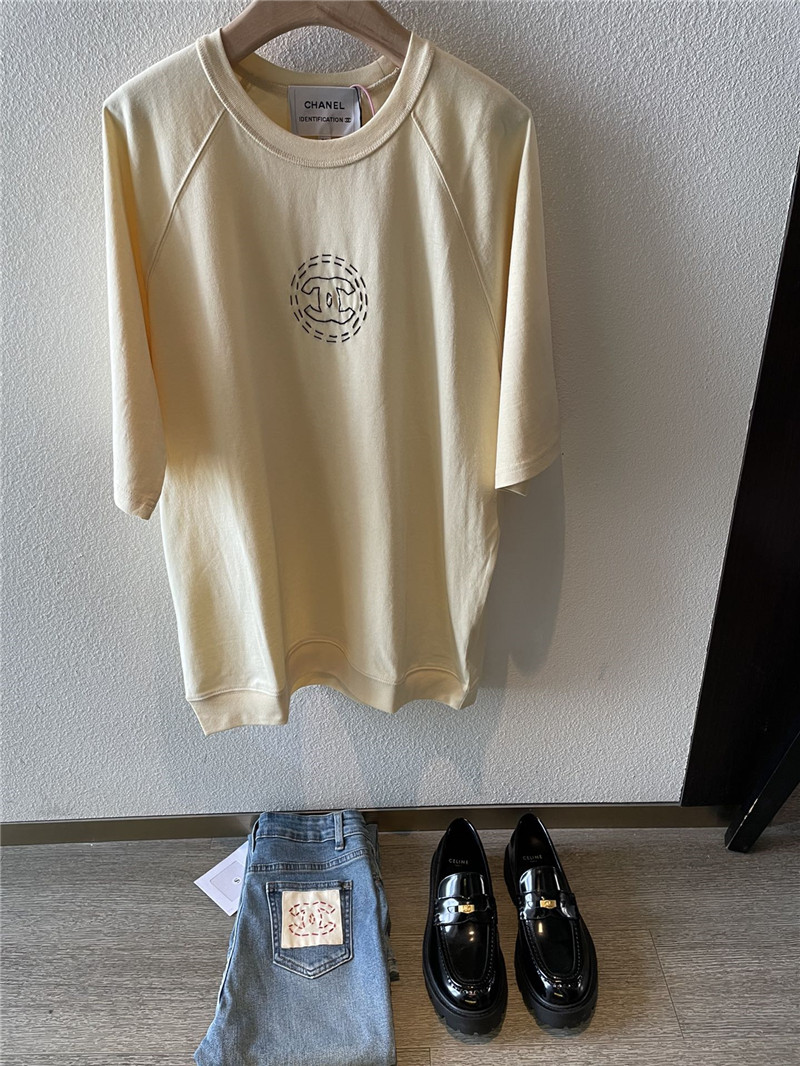 Ch**el cream short sleeve replica clothes