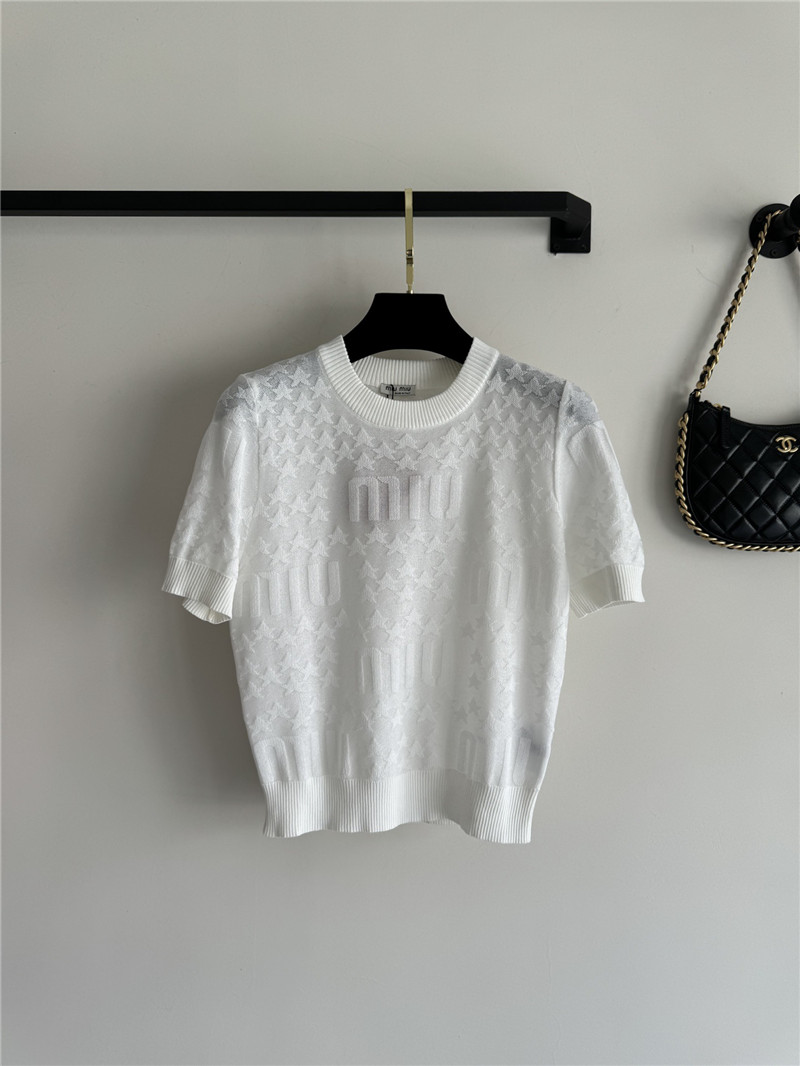 M1um1u thin jacquard top replica d&g clothing
