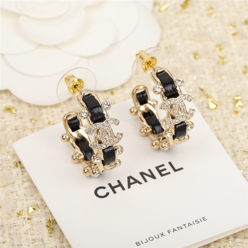 Ch**el handmade leather earrings