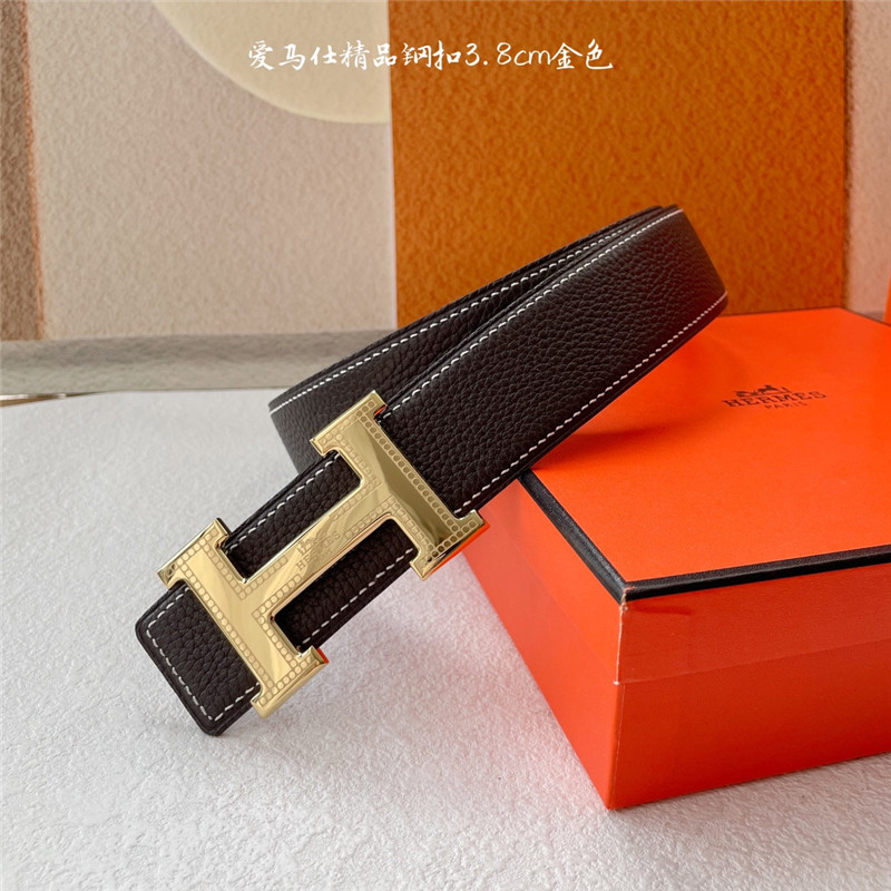 H**me5 pebbled cow leather with plain bottom belt