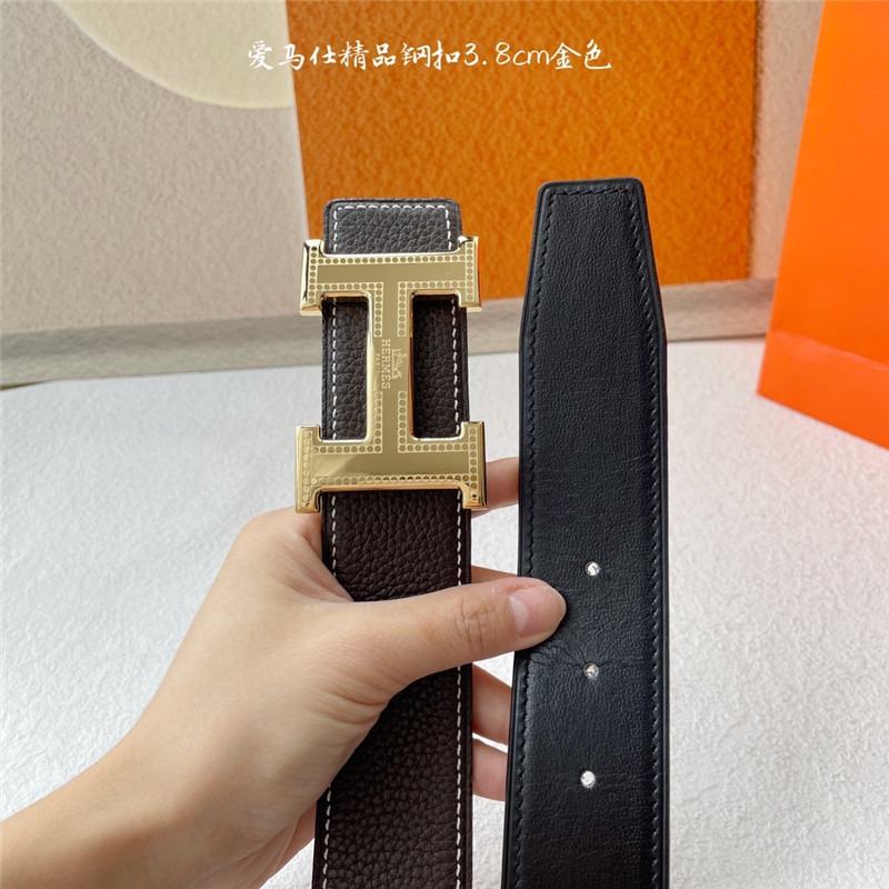 H**me5 pebbled cow leather with plain bottom belt