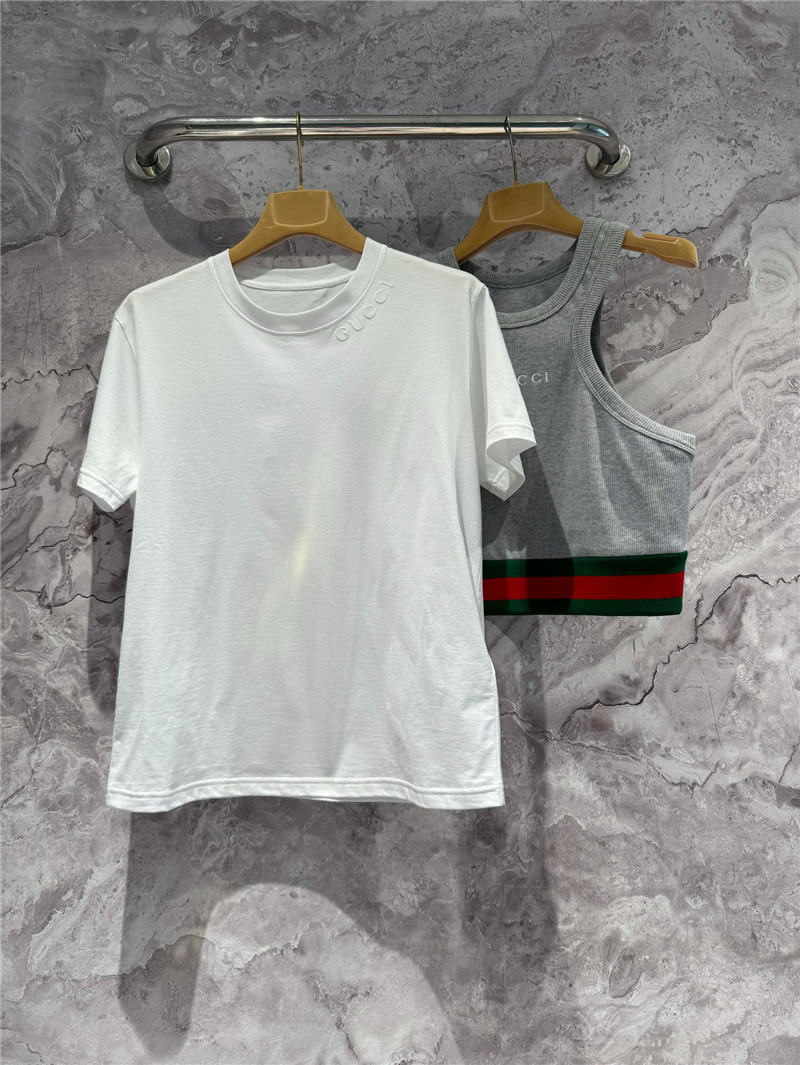 Gvc*1 white t-shirt with embroidered neckline replicas clothes