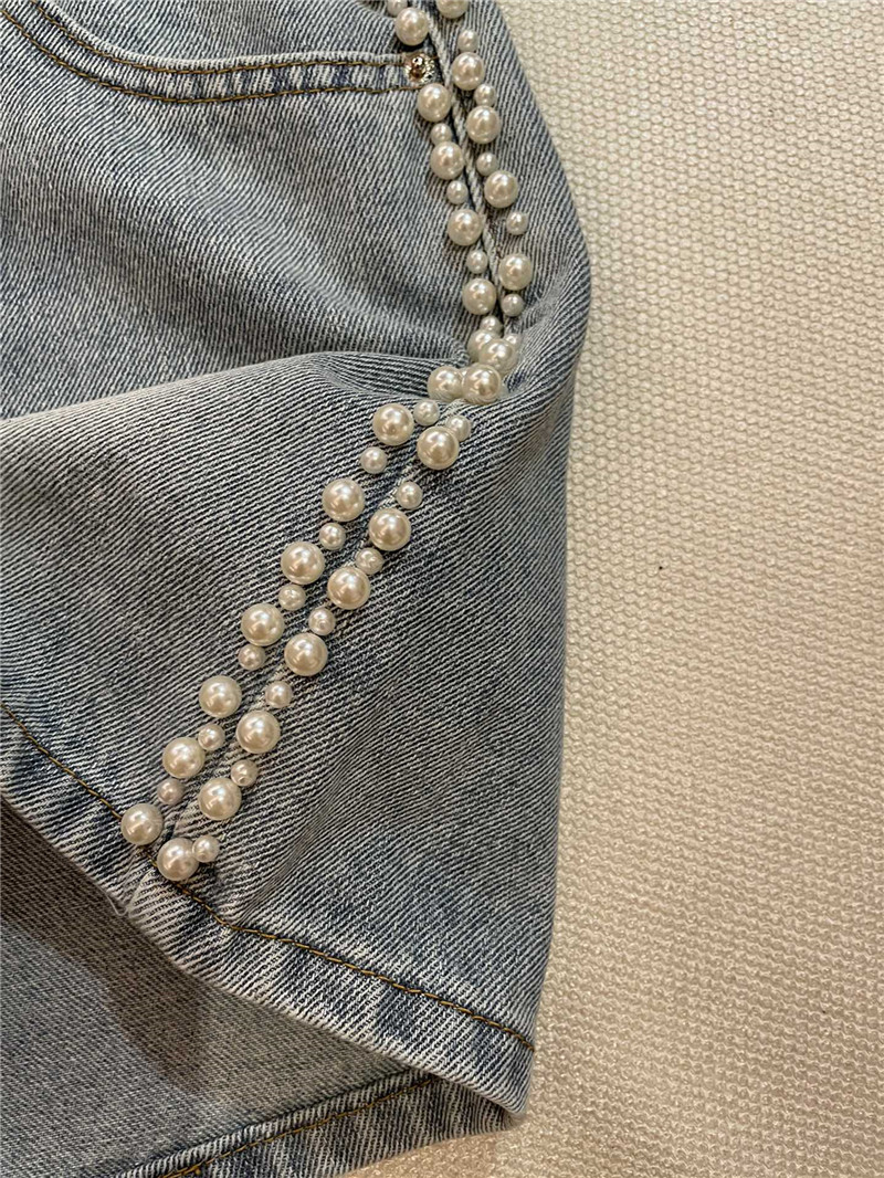 Ch**el beaded denim shorts replica d&g clothing