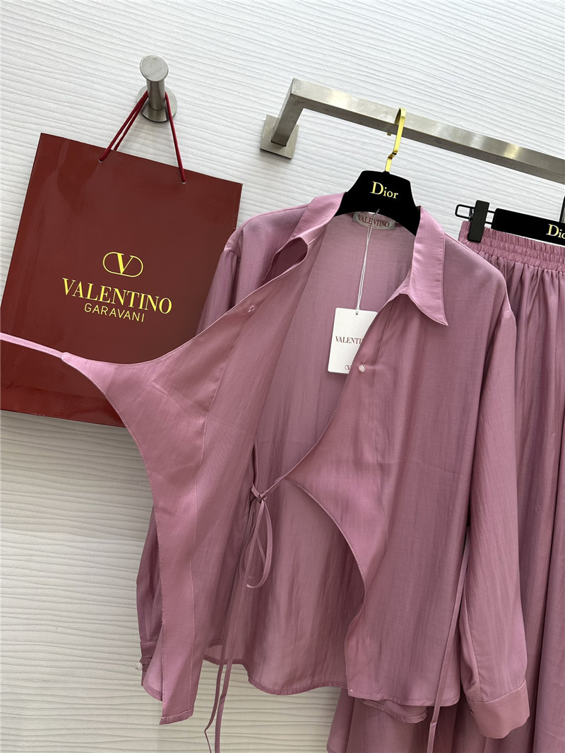 Va1e*ntin0 irregular strappy shirt + a hem skirt suit replica clothing