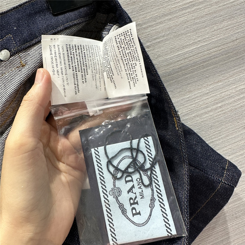 Pra*a original color denim mini skirt replica clothes