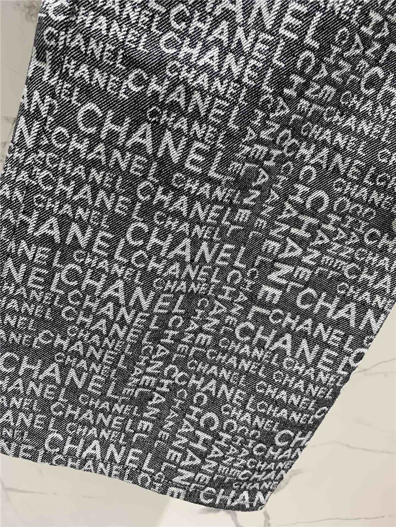 Ch**el full logo jacquard denim trousers replicas clothes