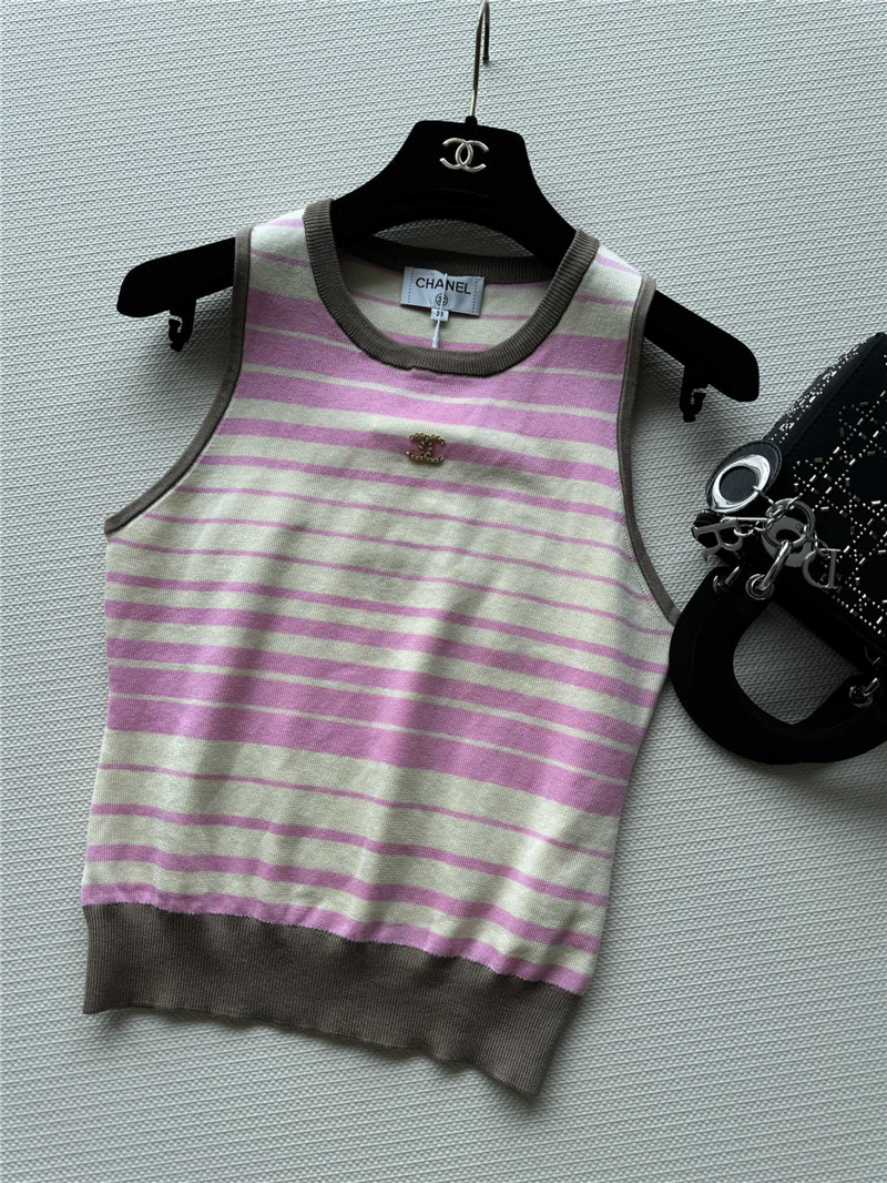 Ch**el pink striped vest replica d&g clothing