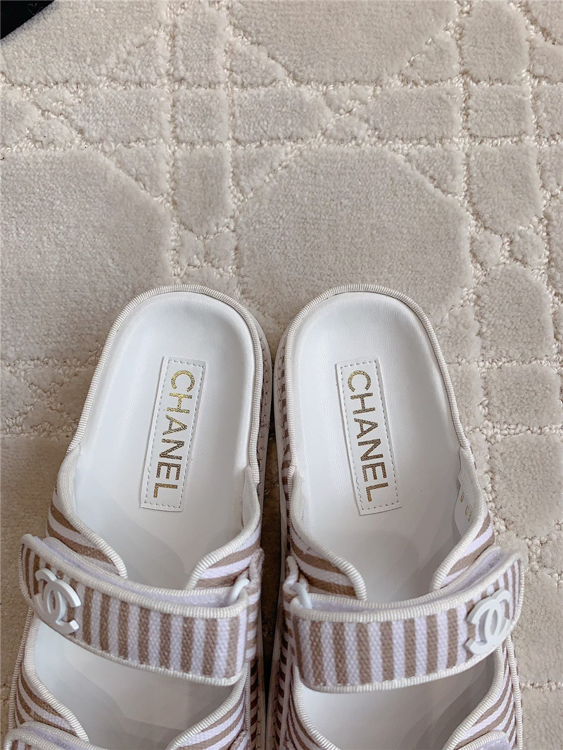 Ch**el white brown dad slides