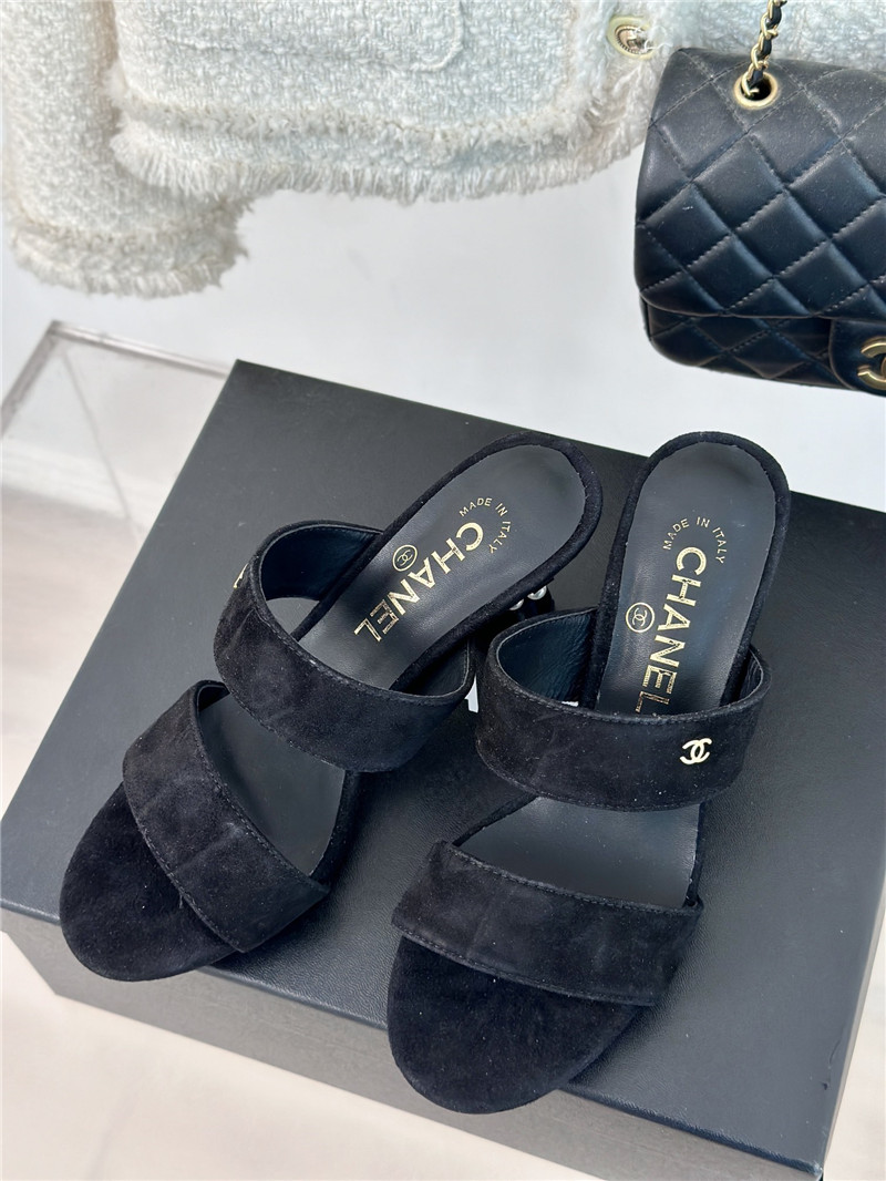 Ch**el block leather heel mule black