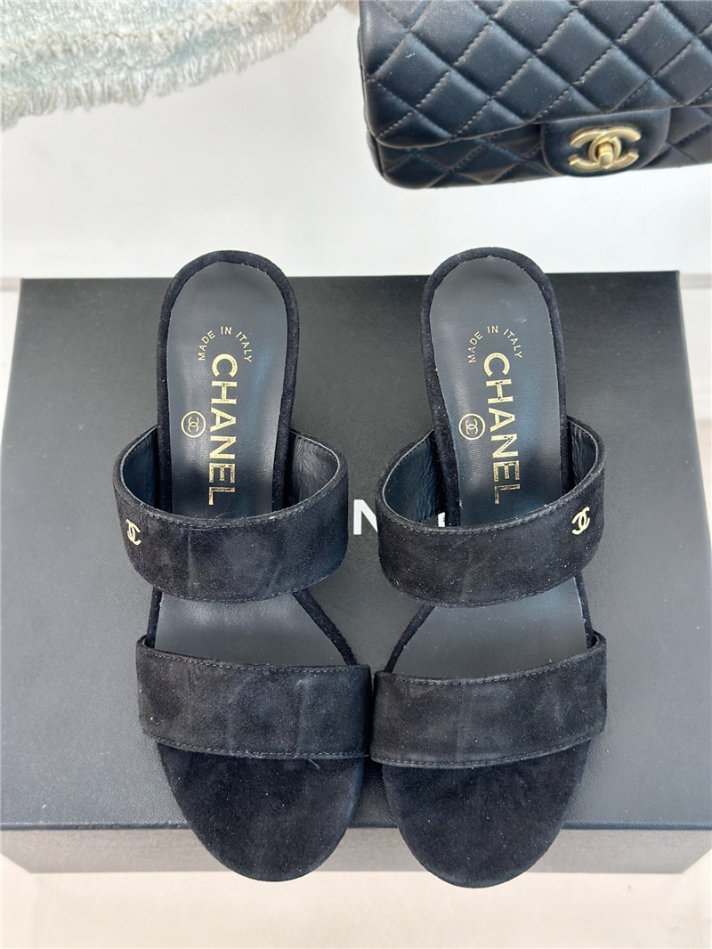 Ch**el block leather heel mule black