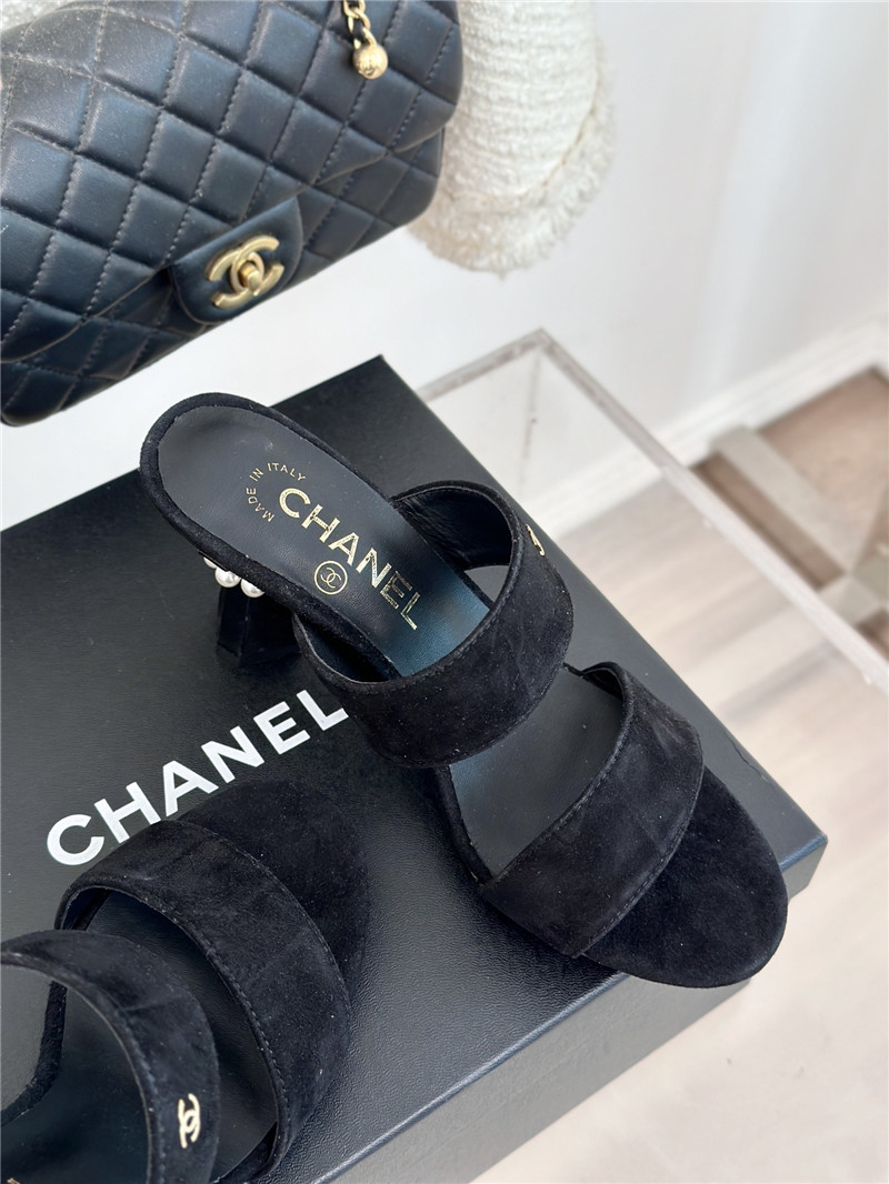 Ch**el block leather heel mule black