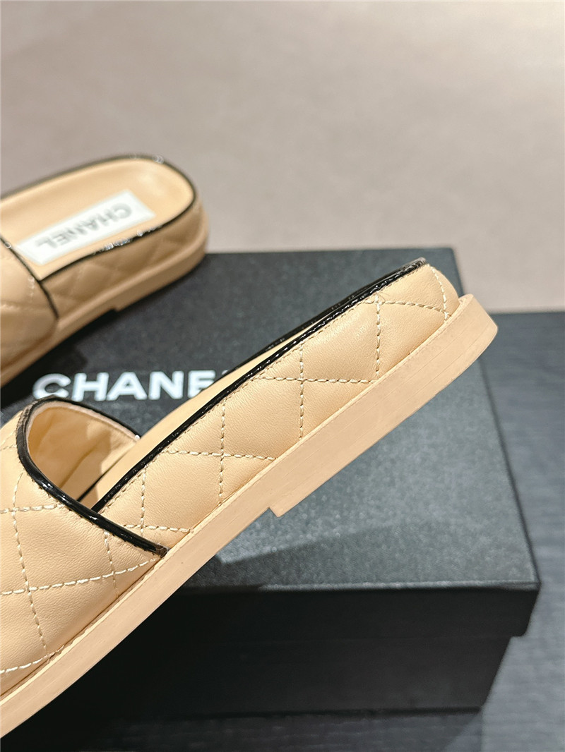 Ch**el lambskin quilted brown mules brown