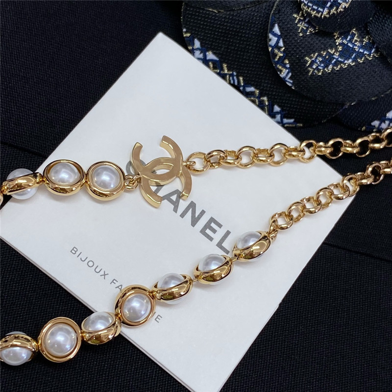 Ch**el half bead half chain necklace
