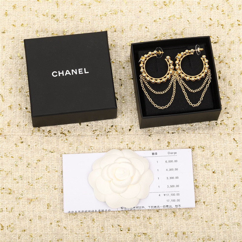 ch**el double c D1am0nd tassel earrings