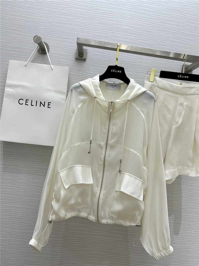 Ce1i*e tencel hooded jacket + shorts set replica clothing sites