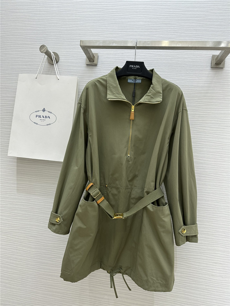 Pra*a lapel zipper dress replica designer clothes