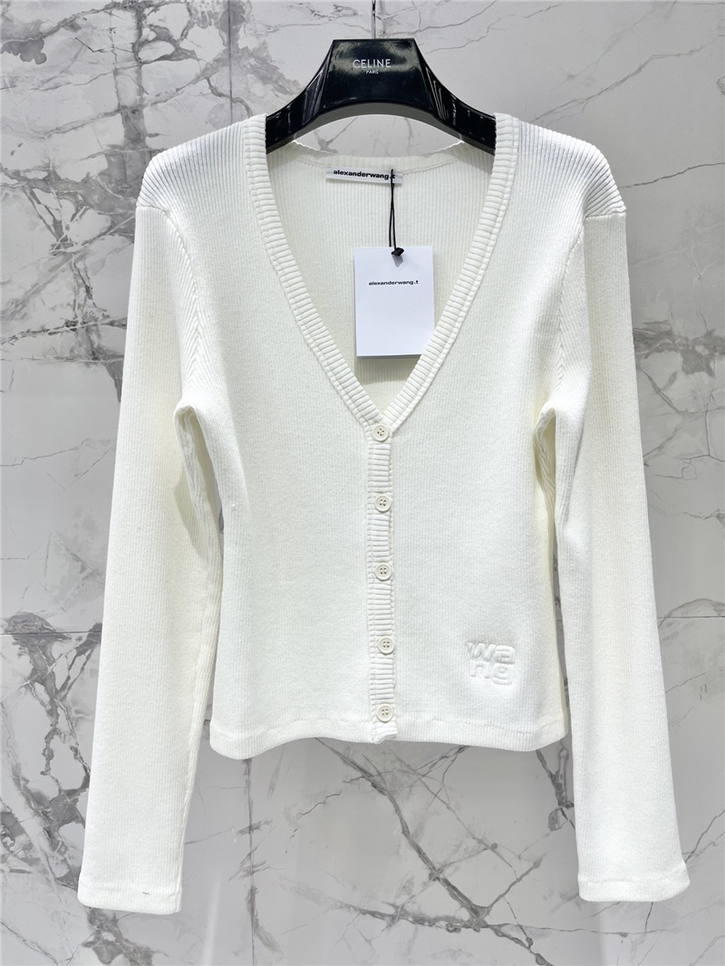 A1exa*der wang logo knitted cardigan in white
