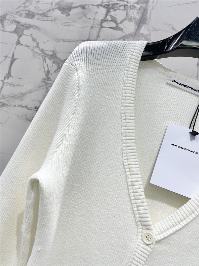 A1exa*der wang logo knitted cardigan in white
