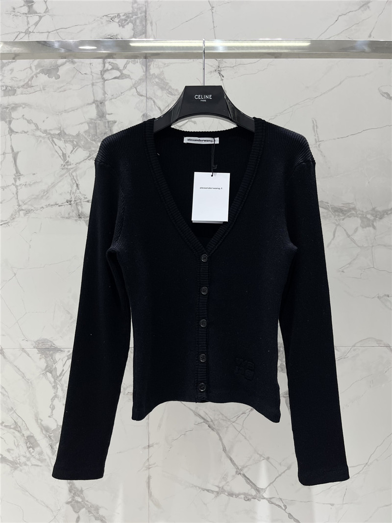 A1exa*der wang logo knitted cardigan in black