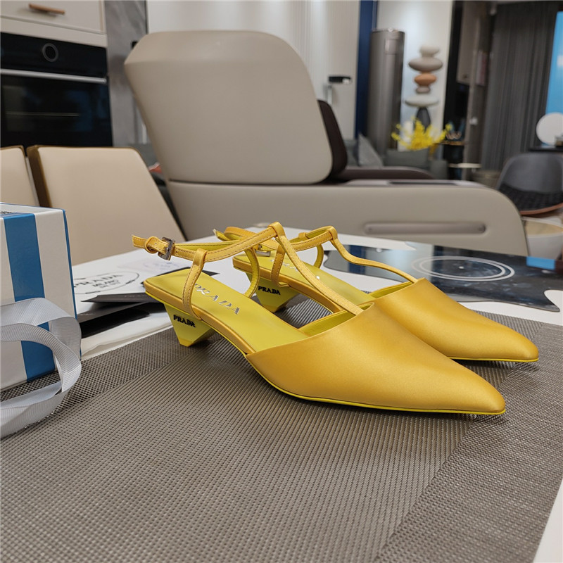 Pra*a leather slingback pumps in yellow