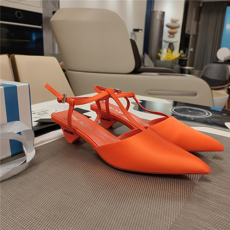 Pra*a leather slingback pumps in orange