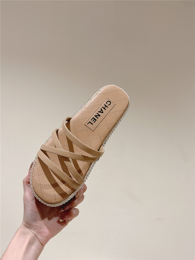 Ch**el logo espadrilles beige slides
