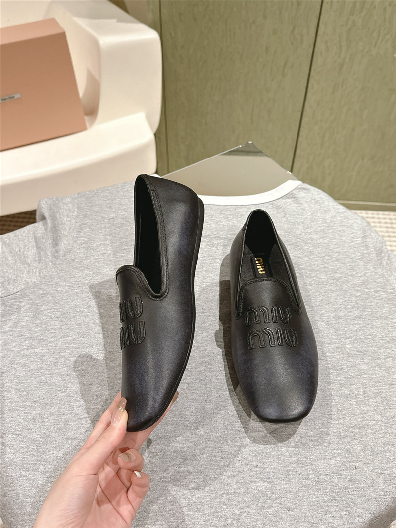 Miu Miu Black Leather Loafers