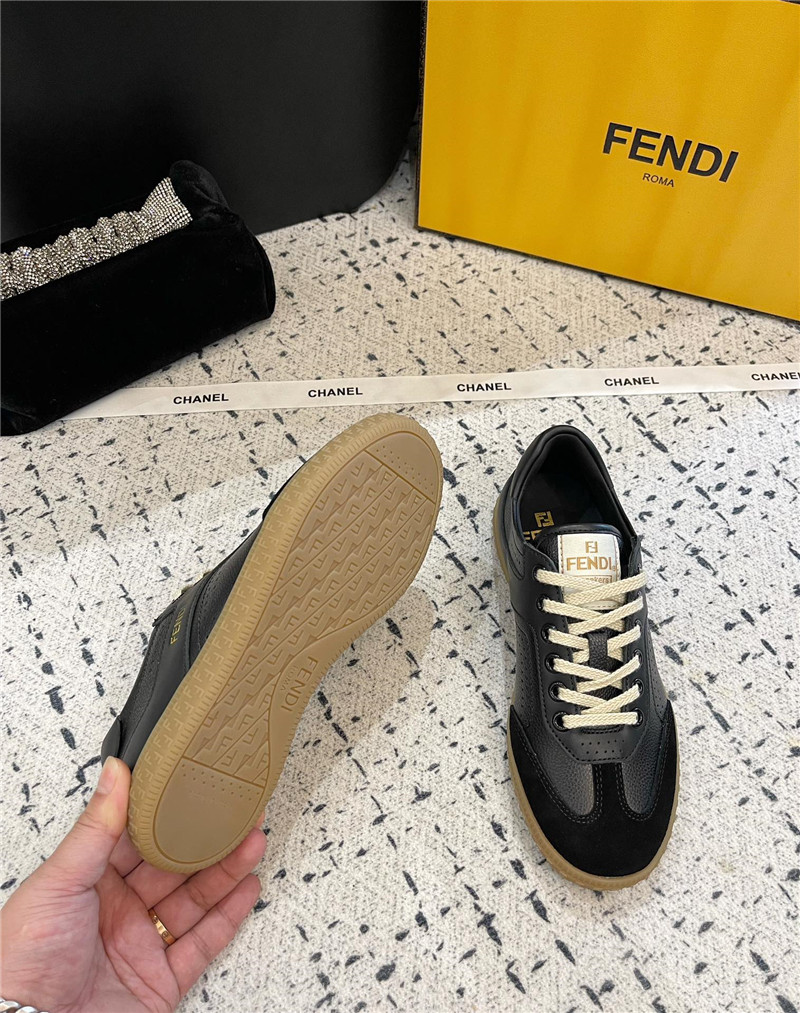 F**di lace-up logo black sneakers