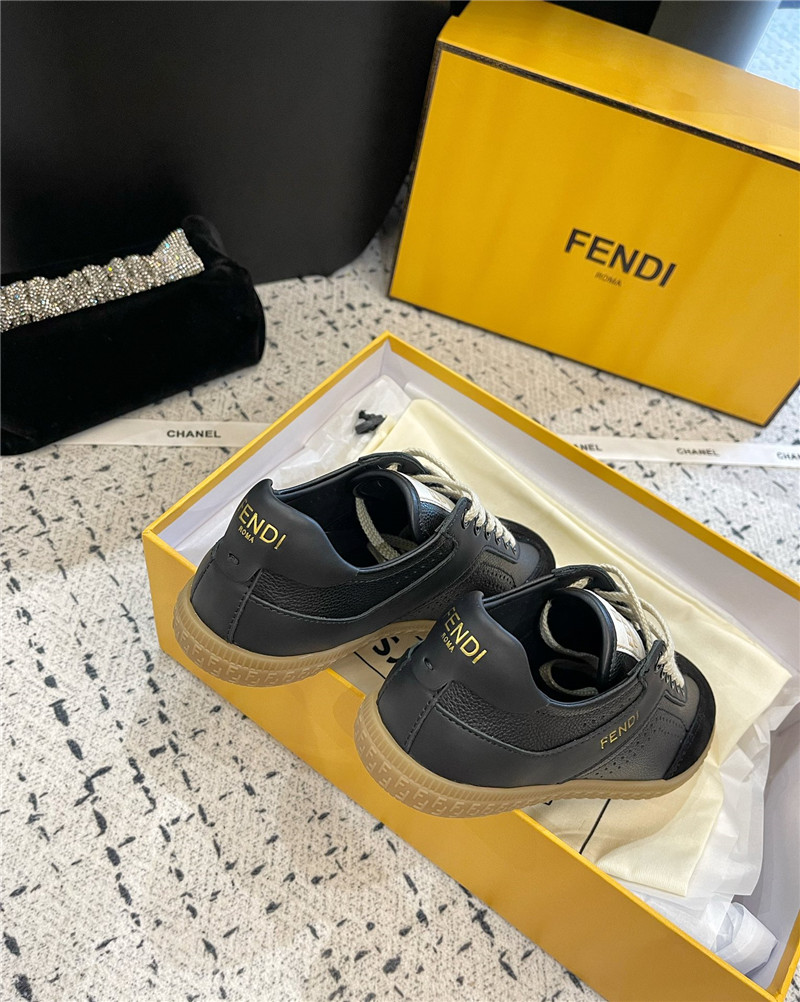 F**di lace-up logo black sneakers