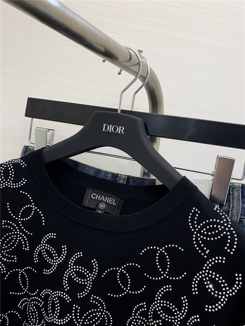 ch**el bright D1am0nd knitted short-sleeved replicas clothes