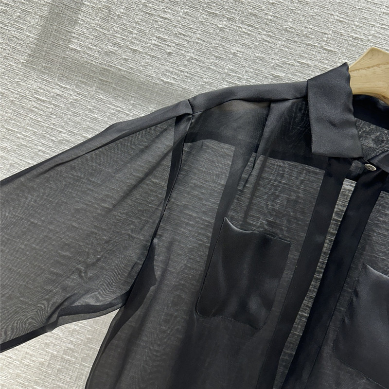 Ch**el palace style black organza shirt replica clothes
