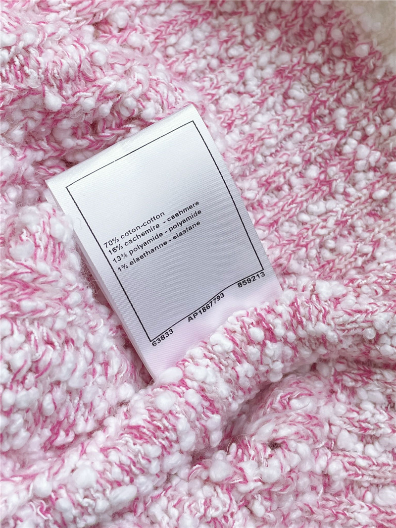 Ch**el color block twist cardigan pink