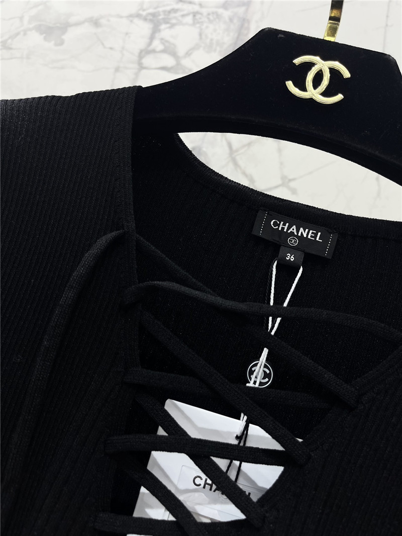 Ch**el three-dimensional cut knitted short-sleeved replica clothes
