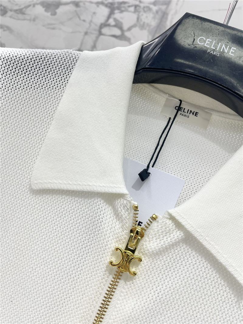 Ce1i*e zip short-sleeve cardigan in white