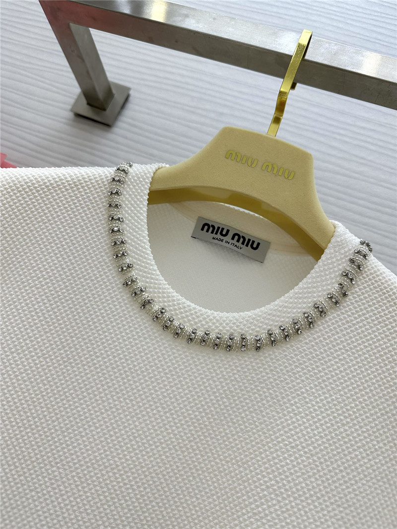 M1um1u beaded round neck top replica designer clothes