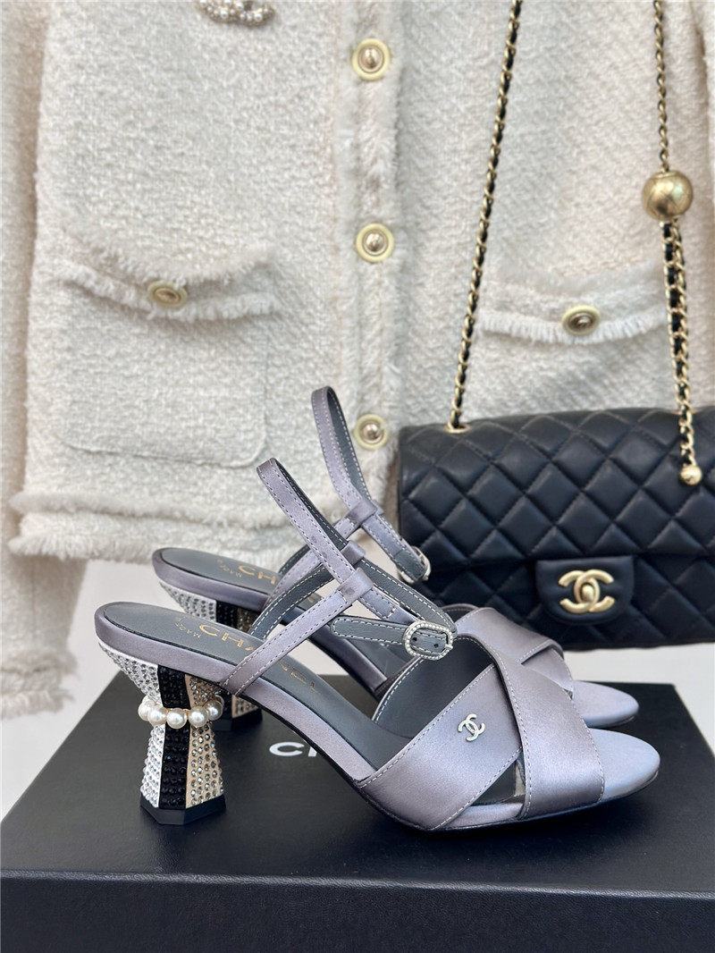 Ch**el velvet square heel sandals