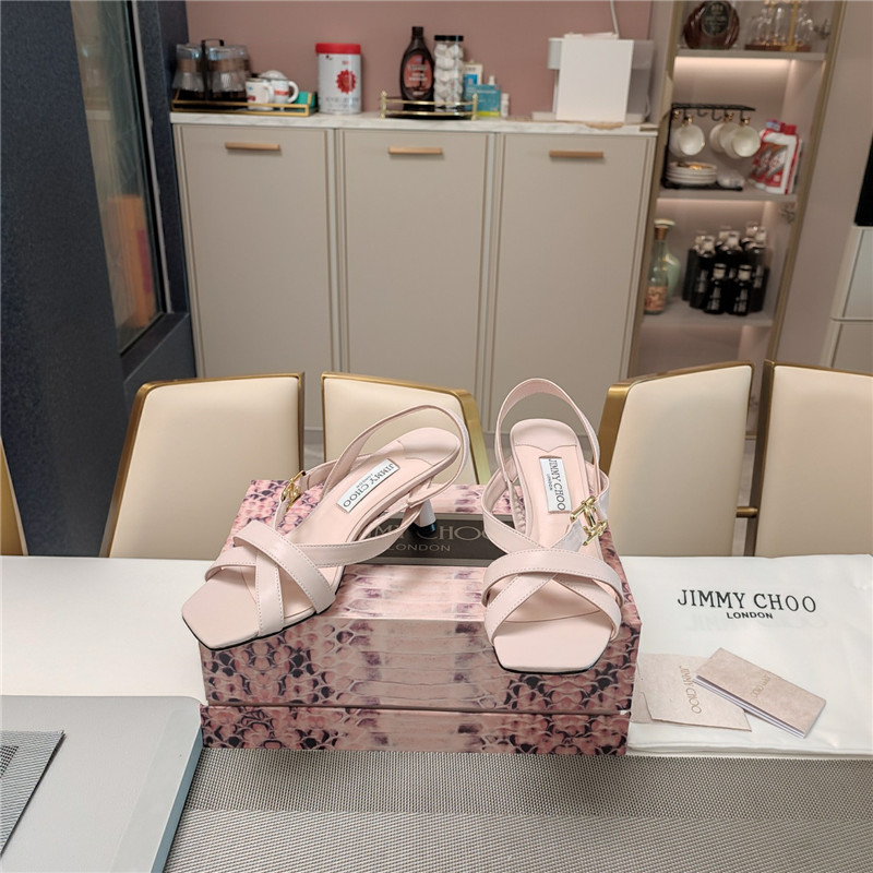 J1m*y Ch00 jess 95 beige leather sandals