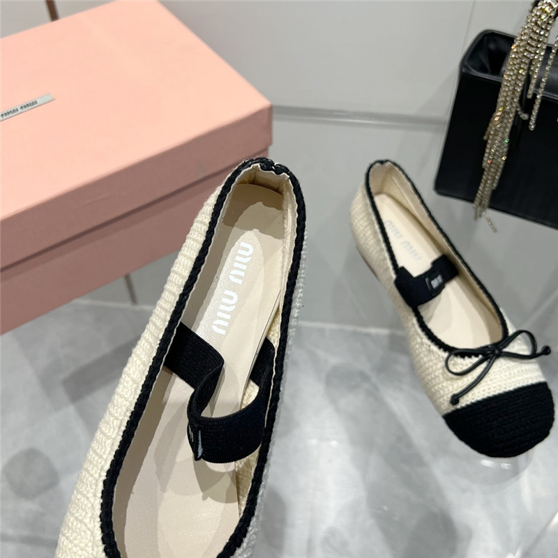 Miu Miu Cotton Crochet Ballet Flats