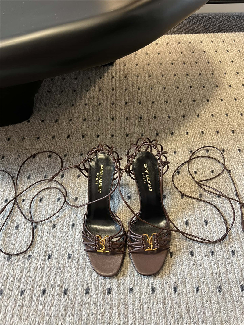 Sa1nt Lau*nt babylone 90mm leather sandals in brown