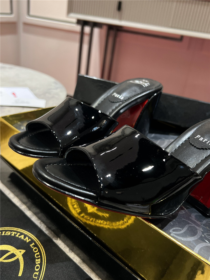 Chr1st1an louboutin square heel patent leather mules