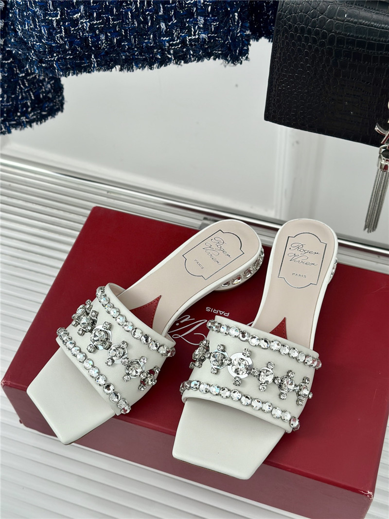 roger u1u1er leather disco 25 mules white