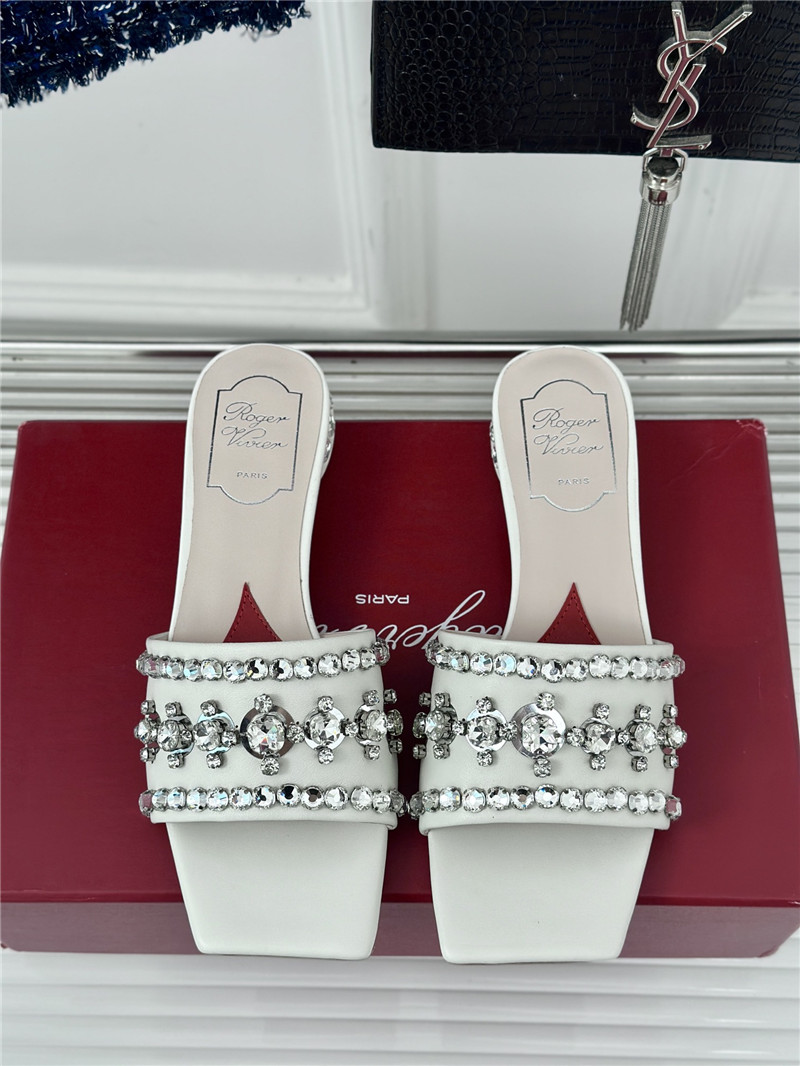 roger u1u1er leather disco 25 mules white